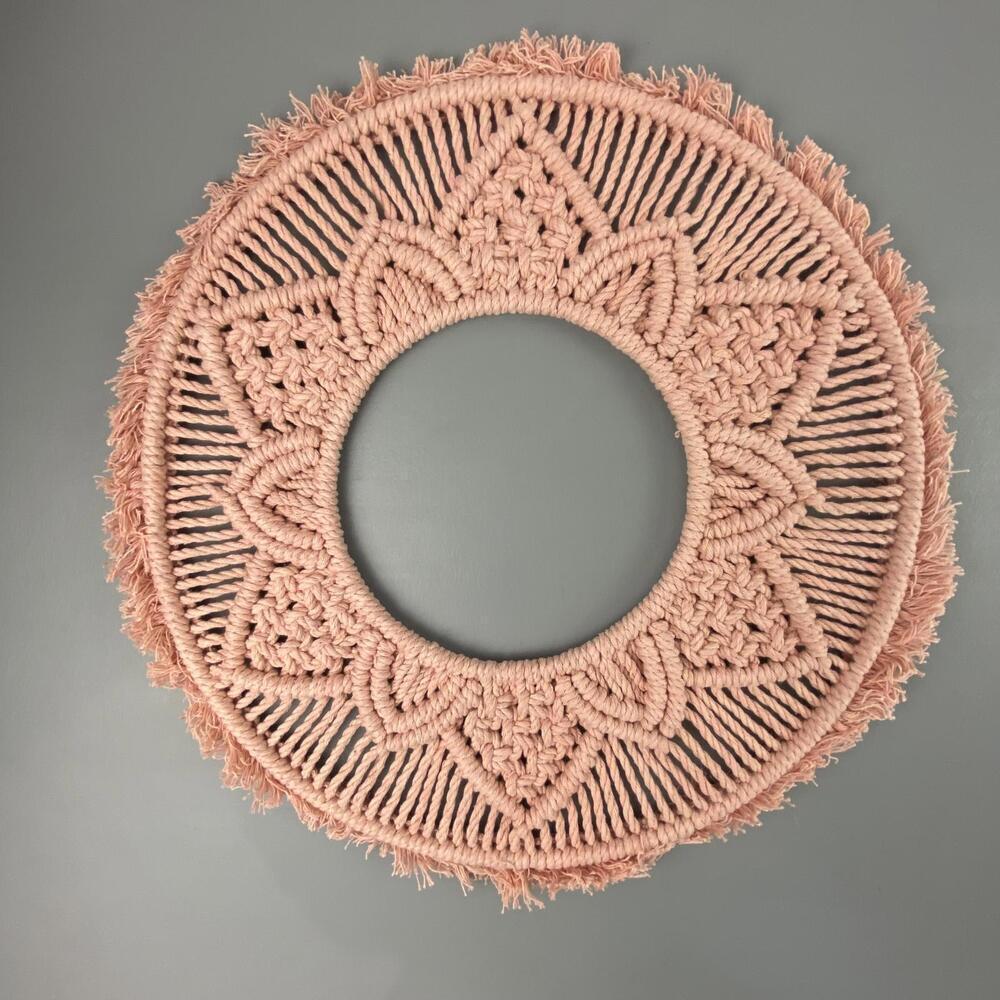 Pink Macrame Boho Wall Hanging - Picture 2 of 3